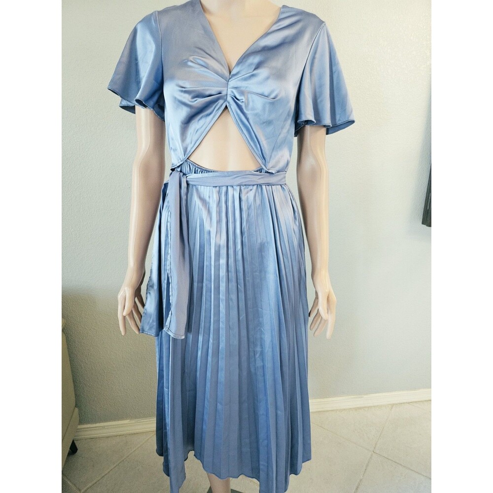 PRETTYGARDEN Women's Blue Ruffle Maxi Dress Size Small Summer Casual Party